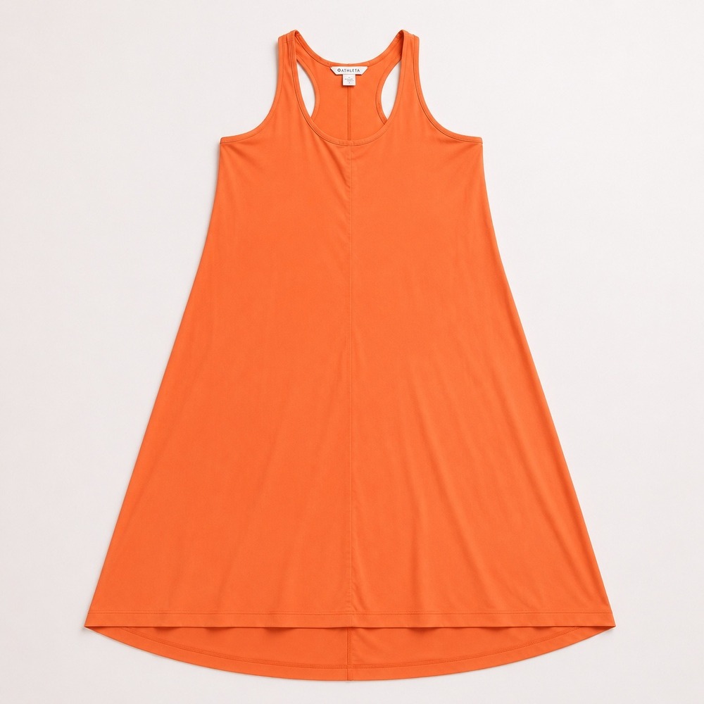 Athleta Womens Orange Racerback Journey Dress Sleeveless High Low Hem Size Small